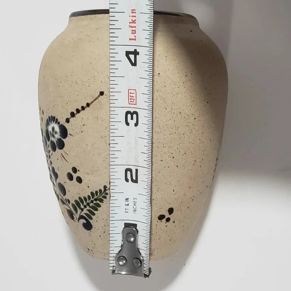 Vintage Signed Mexican Tonala Art Pottary Handpainted Blue/Green/White Foliage - Picture 6 of 6